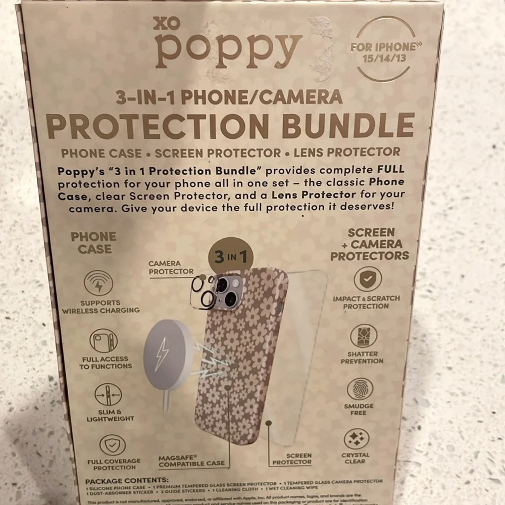 NIB🌼3-in-1🌼iPhone 16e/15/14/13 Bundle🌼Phone Case,Screen Protector,Lens Protector